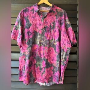 Vatpave Men's Casual Hawaiian Floral Shirt Rose Flower XXL NWOT